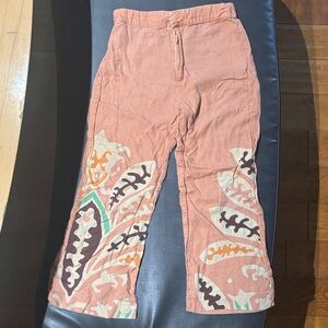 Zara Kids Coral and Cream Patterned Pants